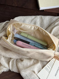 ISLANDFISH Flawless Style Minimalist Korean Aesthetic Waterproof Nylon Large-Capacity Pen Pouch, Stationery & Makeup Bag