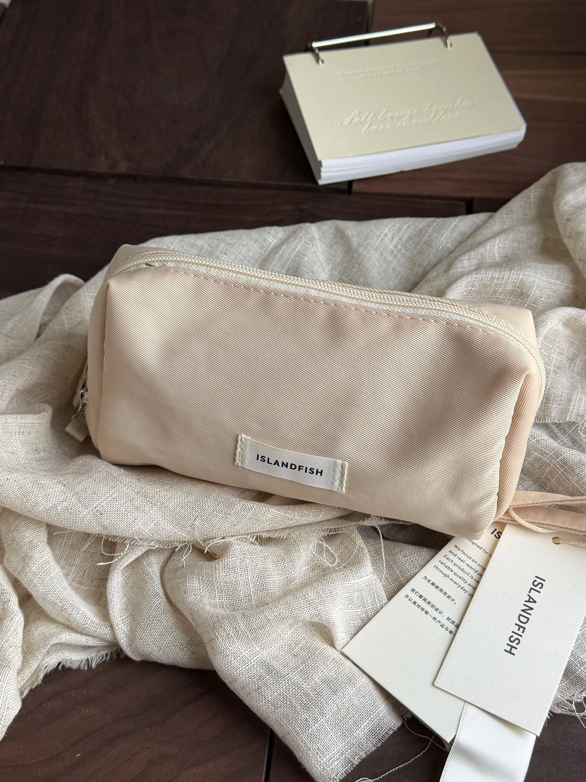 ISLANDFISH Flawless Style Minimalist Korean Aesthetic Waterproof Nylon Large-Capacity Pen Pouch, Stationery & Makeup Bag