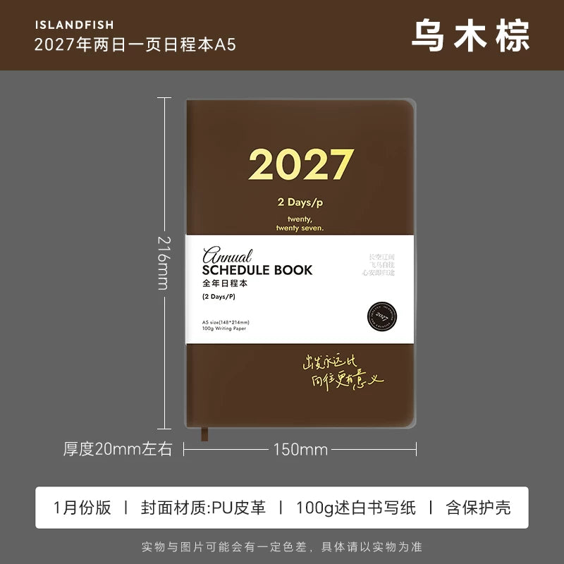 ISLANDFSH 2027 A5 Daily Planner & Time Management Journal (Two Days Per Page)