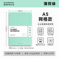 ISLANDFISH A5 Strap Notebook, Leather Cover, Custom Logo, Business Notebook with Blank, Lined & Grid Pages - Mint Green A5 Grid