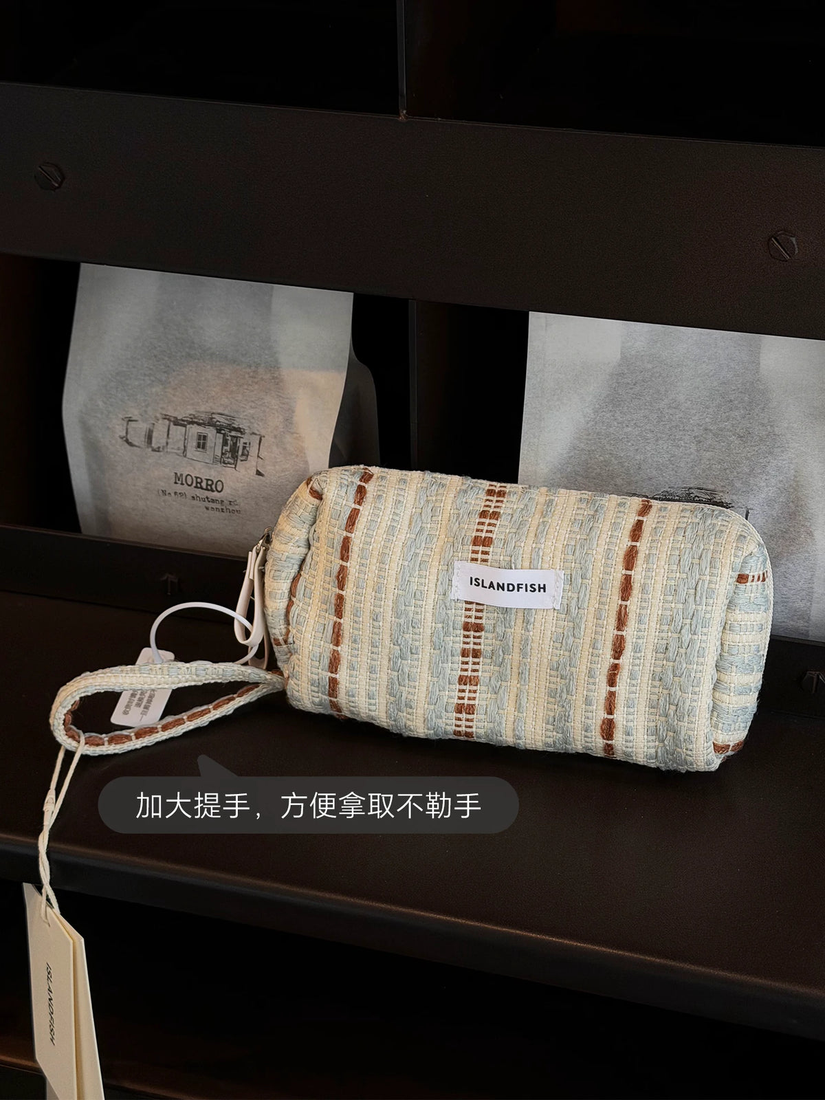 ISLANDFISH Knitted Pen Pouch | Large Capacity Aesthetic “In-Style” Look, Korean/Japanese Vibe, Mesh Compartments for Gifting