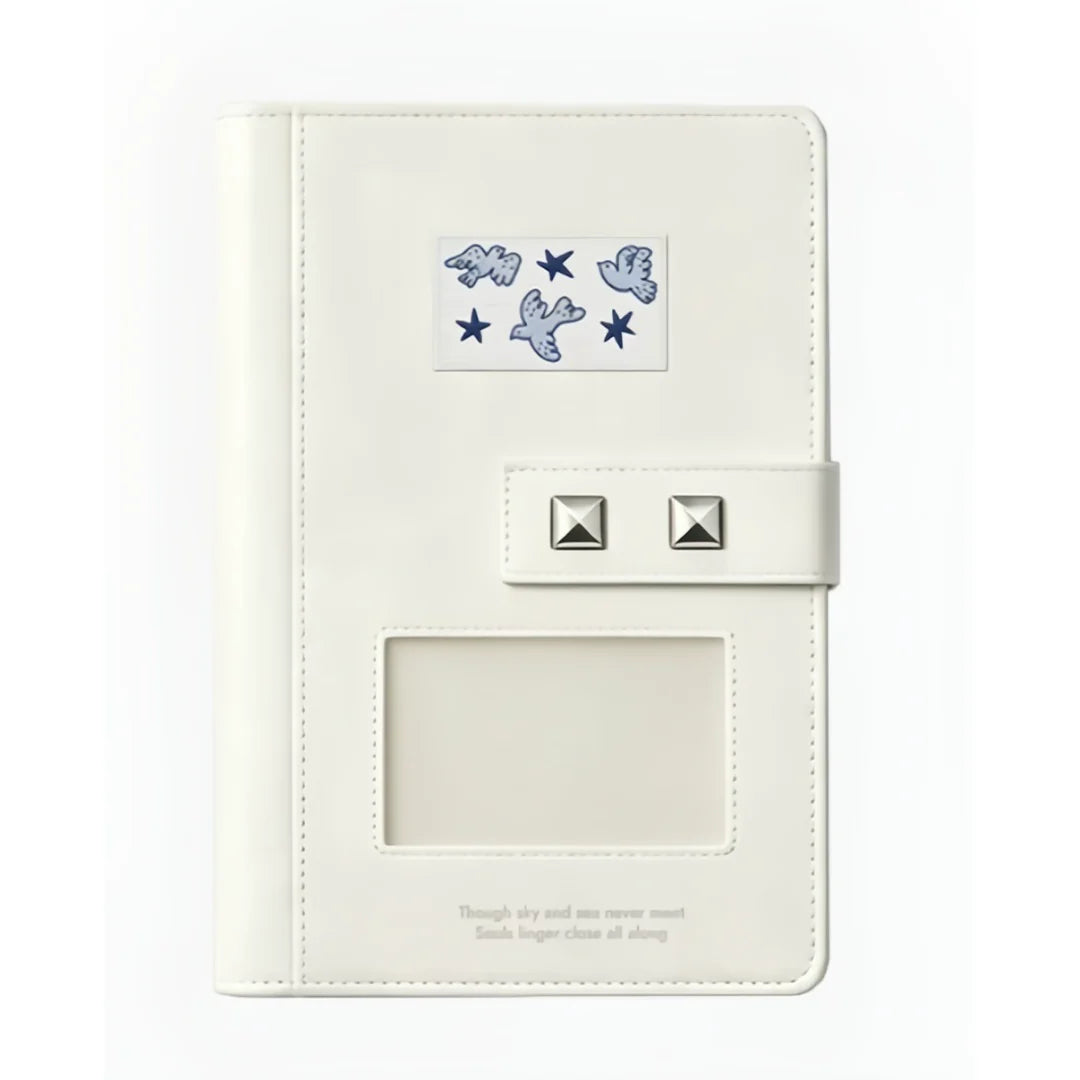 SLANDFISH A6 PER Blue Bird Binder, DIY Journal with Lined & Blank Pages - White Bird Notebook Cover Only